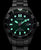 Orologio da uomo con quadrante verde luminoso, quadrante scuro, lunetta in acciaio inossidabile