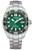 Orologio da uomo con quadrante verde, bracciale in acciaio inossidabile e lunetta girevole