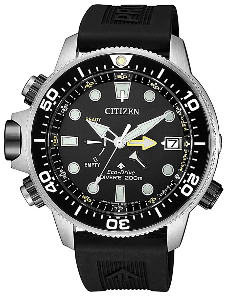 Herrenuhr mit schwarzem Zifferblatt, Edelstahlgehäuse und schwarzem Kautschukband