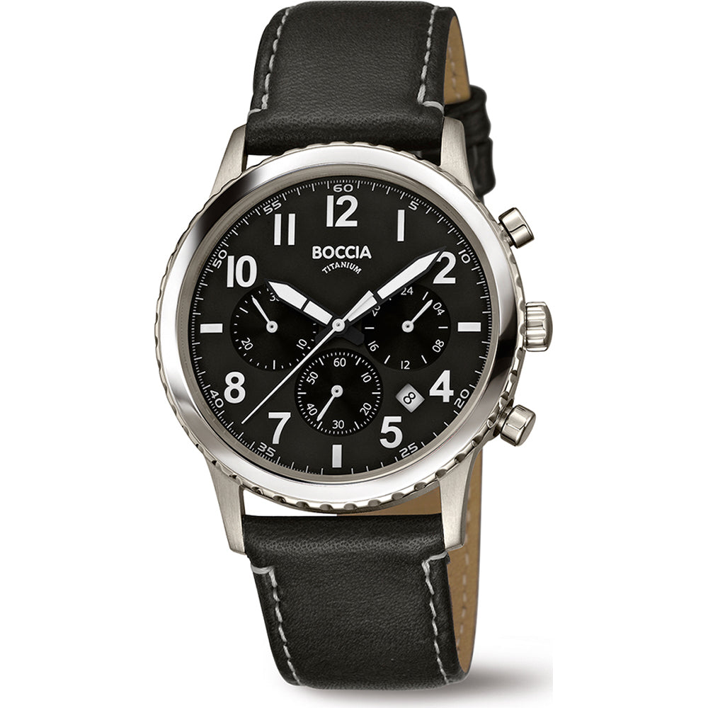 Boccia 3745-01 Herren Armbanduhr • Titan-Chronograph • Mineralglas