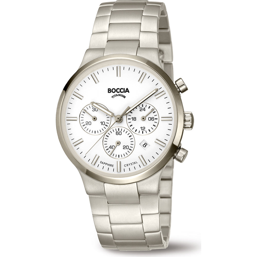 Boccia Classic 3746-01 Herren Armbanduhr Grau • Titan-Chronograph • Saphirglas