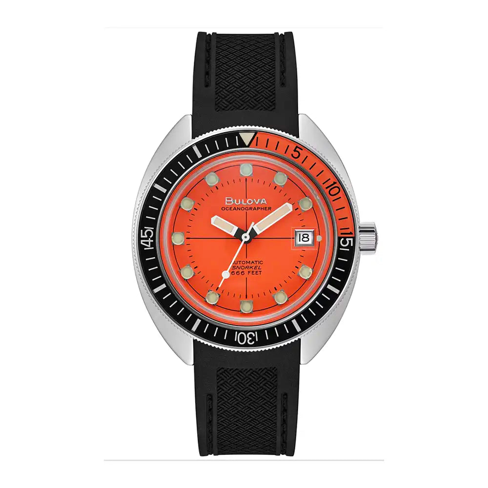 Bulova Devil Diver 96B350 Herrklocka Orange • Miyota Automatverk • Safirglas