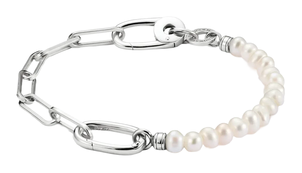 Charm bracelet con ciondoli, perle e un anello di collegamento - Thomas Sabo Modello: C1209-082-14-L17