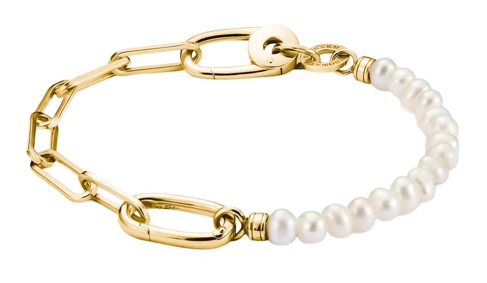 Charm bracelet con perle e un link di collegamento - Thomas Sabo Modello: C1209-430-14-L17