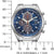 Orologio da uomo, vista frontale, con quadrante blu, cronografo e tachimetro