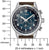 Herrenchronograph mit blauem Zifferblatt, braunem Lederarmband und Tachymeter-Lünette