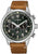 Orologio cronografo Citizen con cinturino in pelle marrone, quadrante nero, funzione cronometro