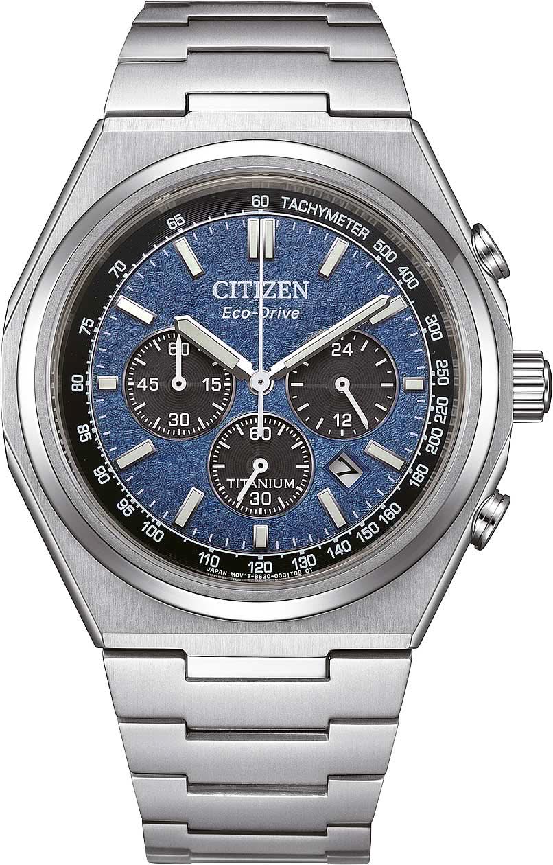 Herrenarmbanduhr Citizen mit Eco-Drive, blauem Zifferblatt und Edelstahlband