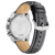 Orologio da uomo, vista posteriore, con cinturino in pelle nera, fondello in argento e fibbia ad ardiglione