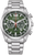 Orologio da uomo con quadrante verde, cinturino in metallo e look cronografo