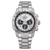 Orologio da uomo con bracciale in acciaio inossidabile argentato, cassa rotonda e quadrante bianco