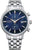 Edelstahl-Uhr mit blauem Zifferblatt, Chronograph-Subzifferblättern und Metallarmband