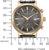 Orologio cronografo con quadrante grigio scuro, subdials crono e datario, cinturino in pelle nera