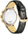 Retro di orologio con scritta e cinturino in pelle nera, connettori color oro
