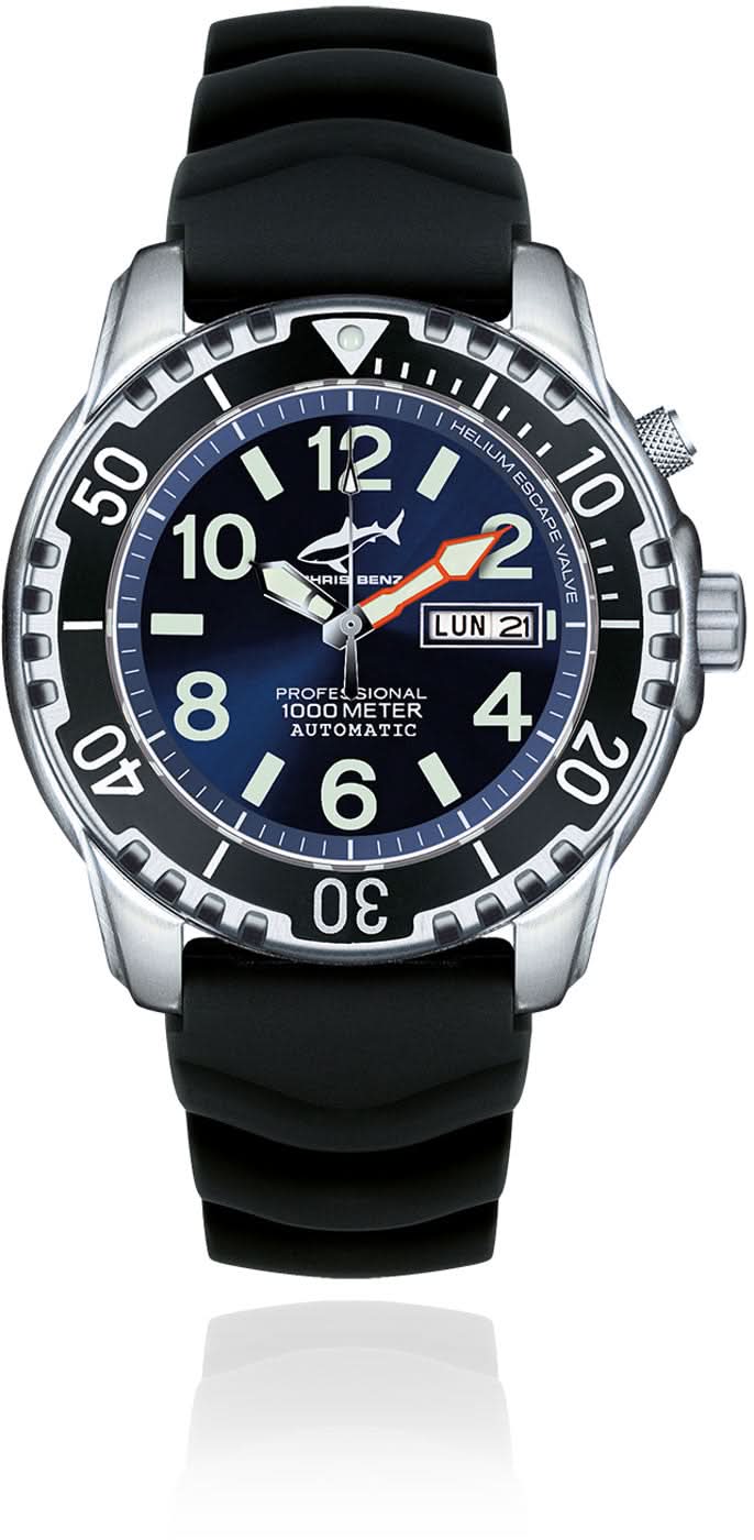 Orologio da uomo Chris Benz Deep 1000M Automatic CB-1000A-B-KBS • Impermeabile fino a 1000m • Vetro zaffiro