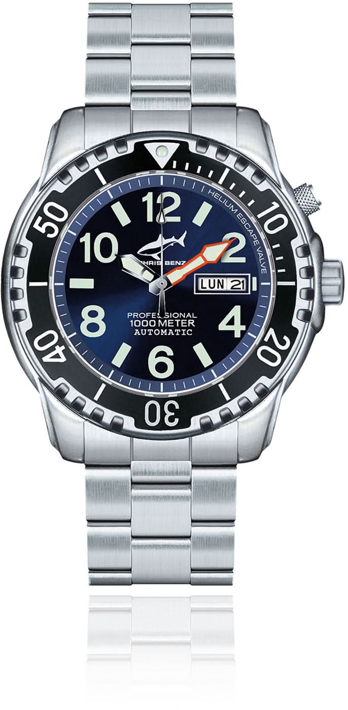 Orologio da uomo Chris Benz Deep 1000M Automatic CB-1000A-B-MB • Impermeabile 1000m • Vetro zaffiro