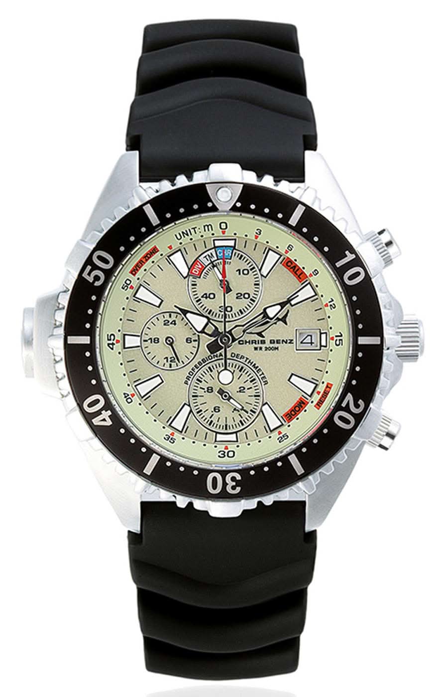 Orologio Cronografo Chris Benz 200M CB-C200-N-KBS • Vetro Zaffiro