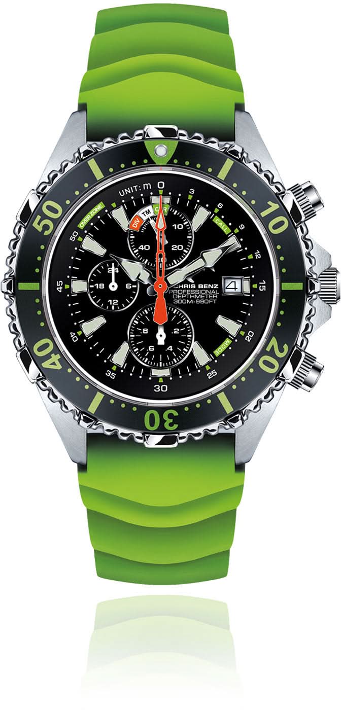 Orologio da uomo Chris Benz Depthmeter CB-C300X-G-KBG • Impermeabile fino a 300 m • Vetro zaffiro