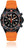 Chris Benz Herrenuhr mit schwarzem Zifferblatt und orangefarbenem Silikonband