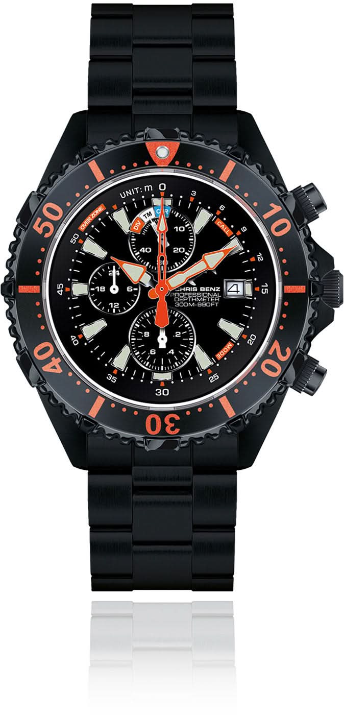 Orologio da uomo Chris Benz Depthmeter CB-C300X-RS-MB • Profondimetro fino a 50m • Impermeabile fino a 300m