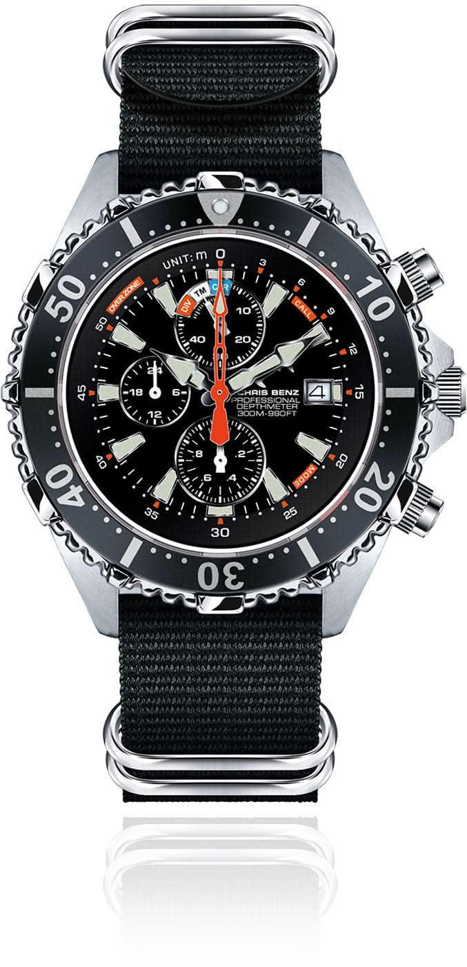 Orologio da uomo Chris Benz Depthmeter Chronograph 300M CB-C300X-S-NBS • Impermeabile 300m • Vetro zaffiro