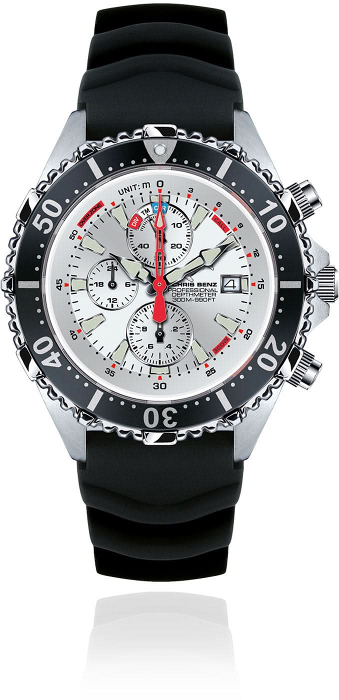 Orologio Chris Benz Depthmeter CB-C300X-SI-KBS • 300m • Vetro zaffiro