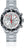 Analoge Herrenuhr mit weißem Zifferblatt, roten Chronographenzeigern und Edelstahlband