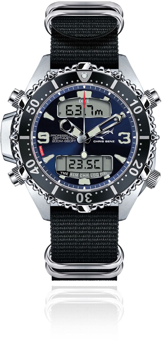 Orologio da donna Chris Benz Deep 200M CB-D200X-D-NBS • Vetro zaffiro • Impermeabile 200m