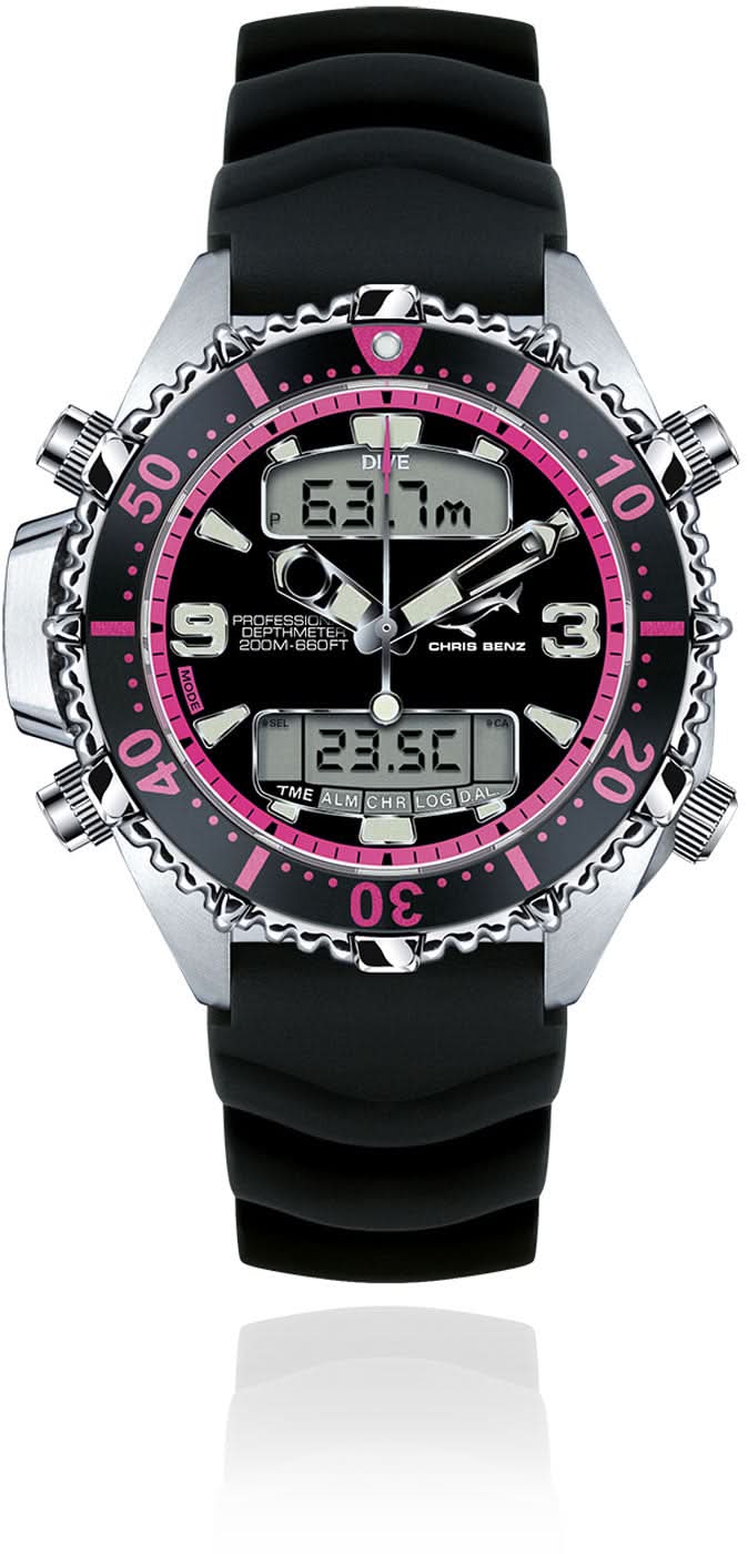 Orologio Chris Benz Depthmeter Digital 200M CB-D200X-P-KBS • Profondimetro digitale • Vetro zaffiro