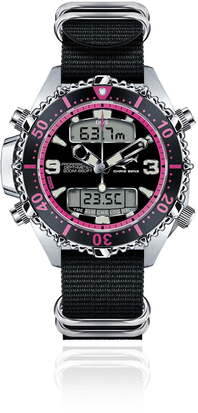 Orologio da donna Chris Benz CB-D200X-P-NBS • 200m • Vetro zaffiro