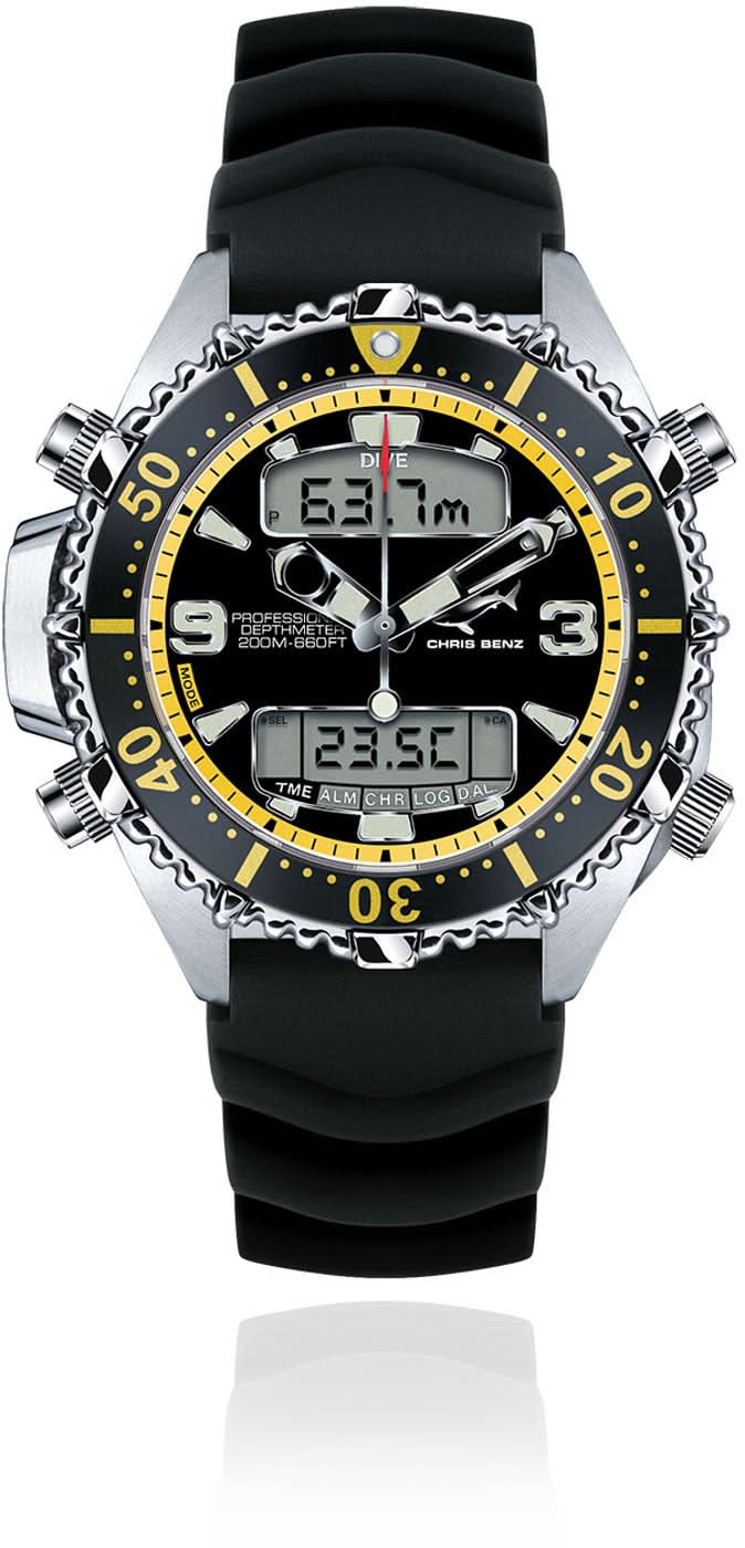 Orologio Chris Benz Depthmeter CB-D200X-Y-KBS • 200m • Zaffiro