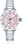 Orologio da donna con quadrante rosa, indici in diamanti e bracciale in acciaio inossidabile