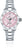 Orologio da donna Chris Benz: quadrante rosa, lunetta con diamanti, cinturino in acciaio.