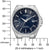 Orologio da uomo, vista frontale, con quadrante blu e lancette argentate