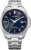 Orologio da uomo con quadrante blu, bracciale in acciaio inossidabile argentato e tre lancette