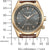 Herrenuhr frontal mit dunkelgrauem Zifferblatt, goldfarbener Lünette und braunem Lederarmband