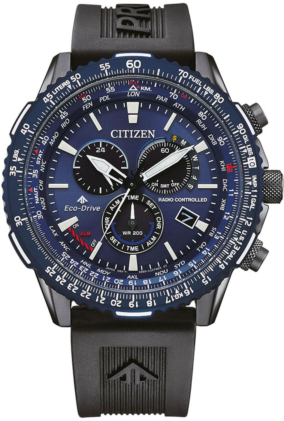 Orologio Citizen Promaster da uomo con cinturino in silicone nero e quadrante blu
