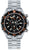 Orologio Chris Benz Depthmeter con bracciale in acciaio inossidabile argentato, quadrante nero e lunetta arancione
