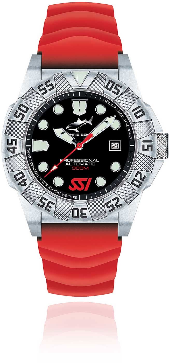 Orologio da uomo Chris Benz Deep 300M CB-300A-SSI-KBR • Impermeabile fino a 300 m • Vetro zaffiro