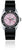 Orologio da donna con quadrante rosa, cassa nera e cinturino in silicone nero