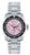 Orologio da donna con bracciale in metallo color argento, lunetta nera e quadrante rosa