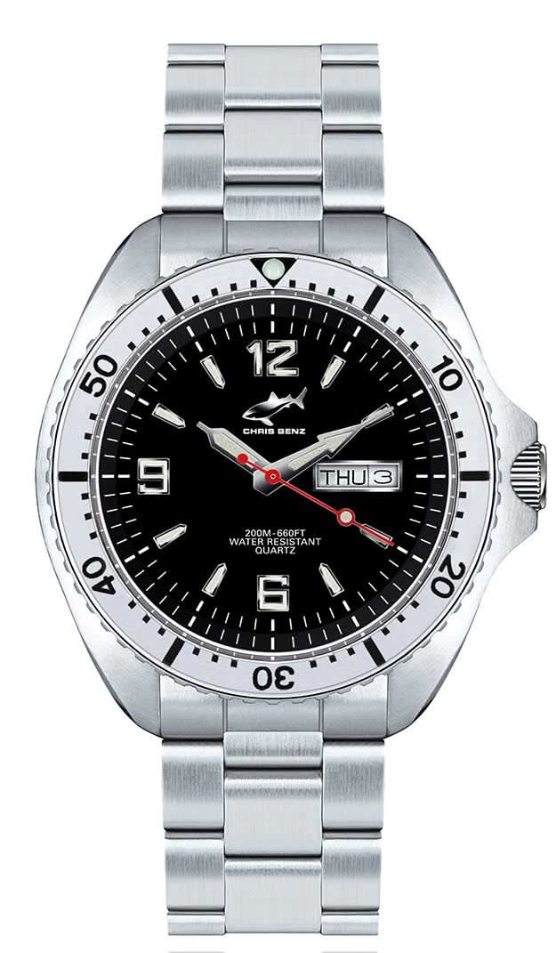 Orologio da uomo Chris Benz One CBO-S-MB-SI • Impermeabile 200m • Shark Proof