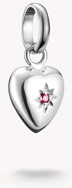 Ciondolo charm, cuore con stella incisa e rubino Lab Grown - Thomas Sabo Modello: CC1234-011-10