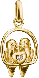 Ciondolo Charm Thomas Sabo, Lovebirds, in argento dorato