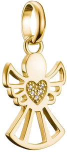 Ciondolo charm, angelo con incisione a cuore e pietre preziose, in argento dorato - Thomas Sabo Modello: CC1242-414-14