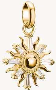 Ciondolo Charm Thomas Sabo, Sole con pietre preziose bianche, in argento, placcato oro - Thomas Sabo Modello: CC1246-414-14