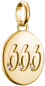Thomas Sabo Ciondolo Charm Angelo Numero 666 con Pietre Connect Placcato Oro