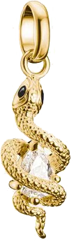 "Ciondolo Charm Thomas Sabo, serpente con pietra bianca, in argento dorato"