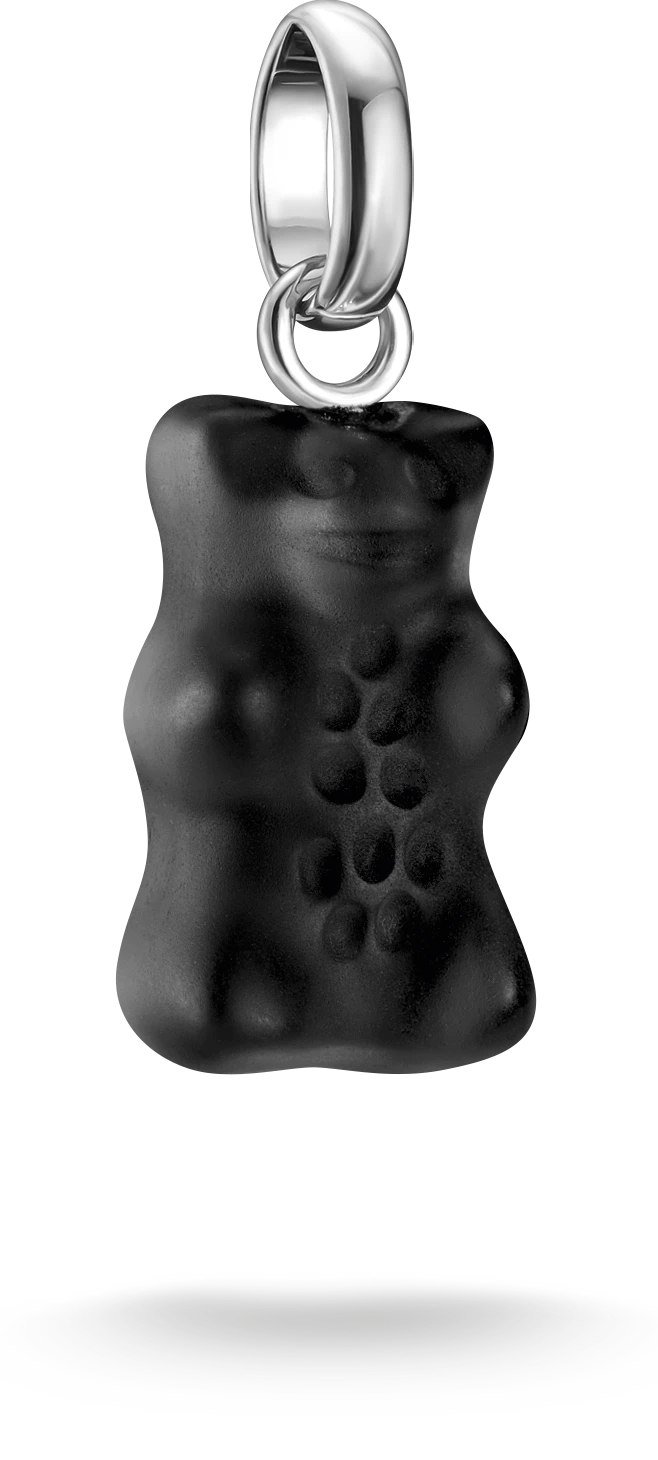 Ciondolo Charm Thomas Sabo, Orso di vetro nero, in argento