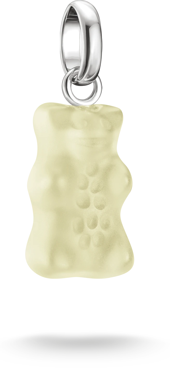 Ciondolo Charm Thomas Sabo, Orso d'oro in vetro, leggermente trasparente, in argento